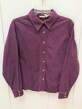 Classic Purple Corduroy Button-Down Shirt